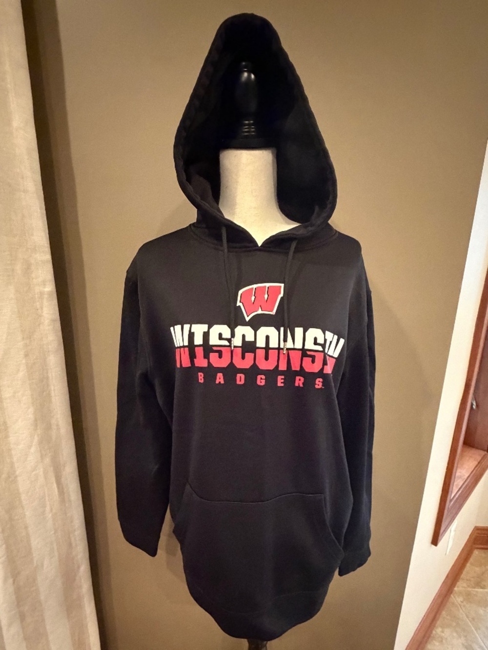 Wisconsin Badgers Red, Black & White Hoodie Pullover Sweatshirt, Size Large - Picture 3 of 11